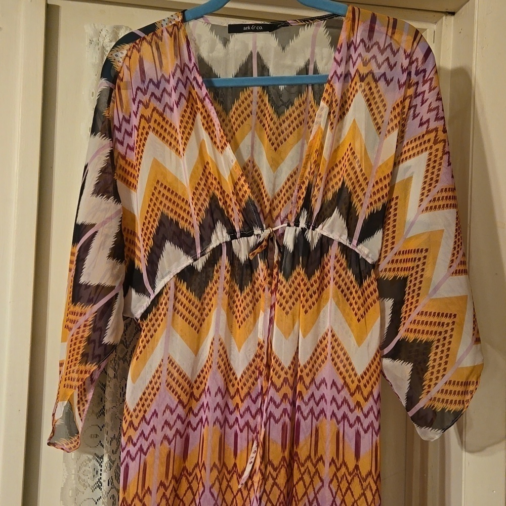 Ark & Co. Sheer Chevron Maxi Beach Coverup Size Medium - Picture 2 of 6
